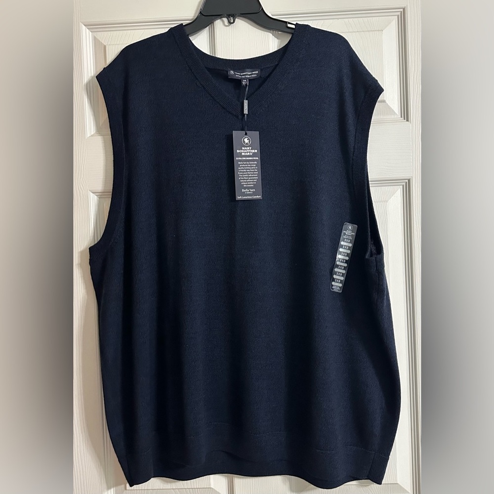 NWT Hart Schaffner Marx Men’s Sweater Vest - Fine Merino Wool -‎ Size 3XB